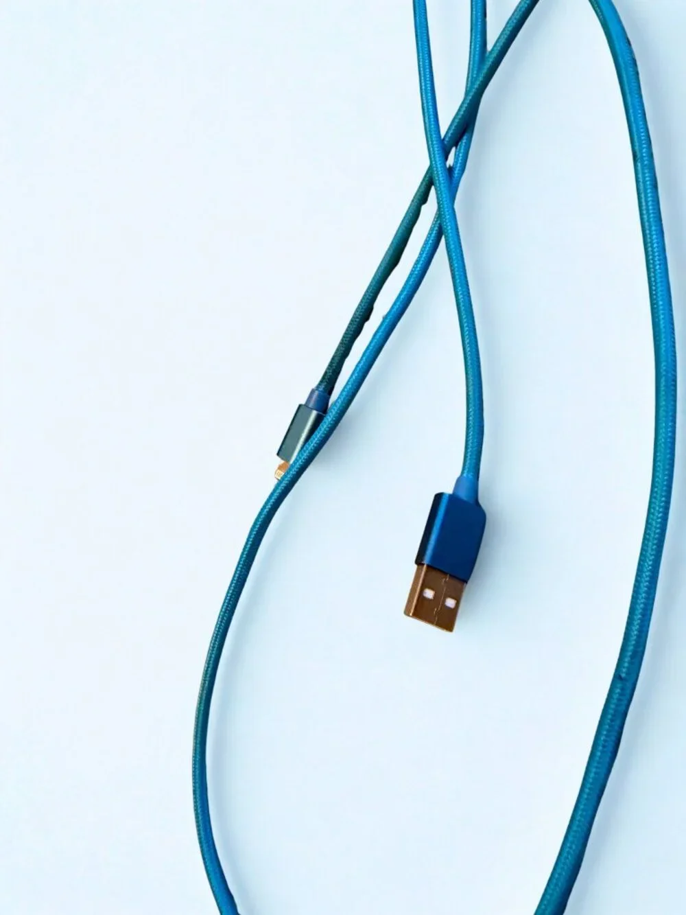 120 Inch Blue Braided USB-A to Lightning Charging Cable